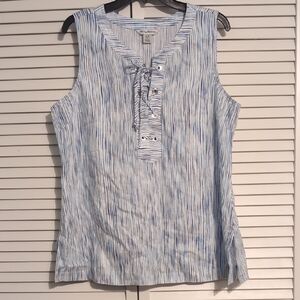 Christopher & Banks White and Blue Striped Tank Top